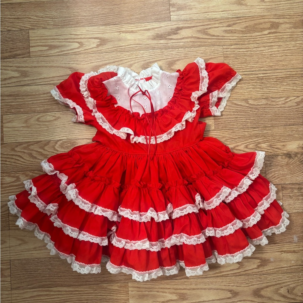 Red and White Ruffled Kids Costume